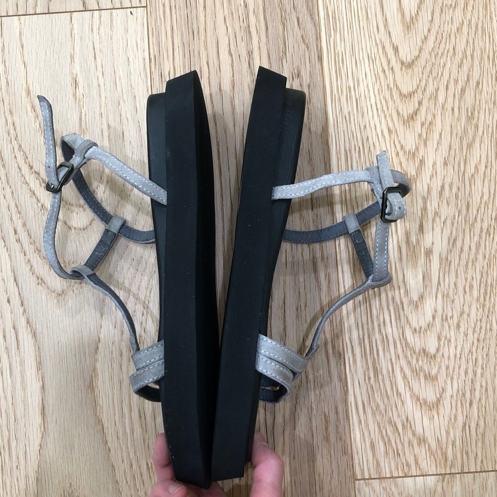 SOLD Lofina Strappy Platform Sandals Gray Suede - Picture 7 of 12